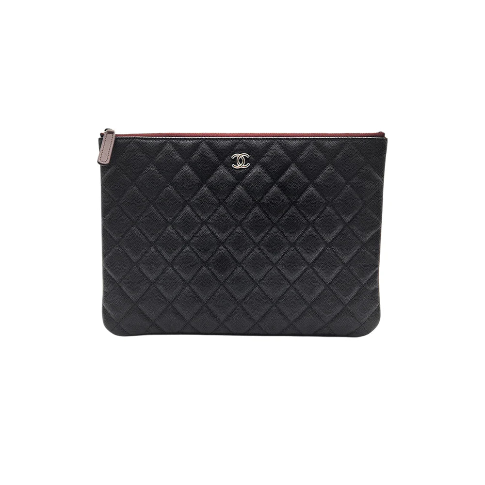 CHANEL 클래식 파우치 그레인드 카프스킨 골드메탈 블랙(2SIZE)