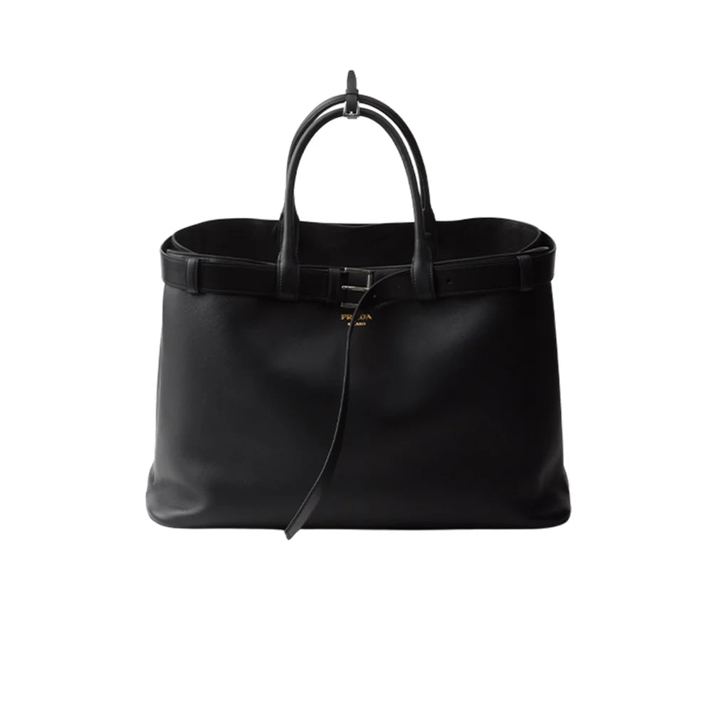 PRADA 프라다 버클 레더 백 벨트 블랙