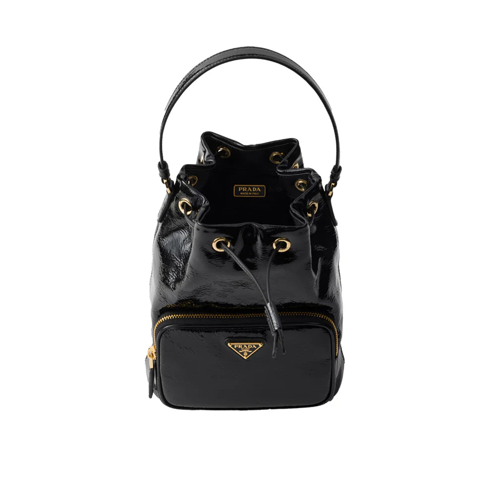 PRADA 듀엣 나플락 페이턴트 가죽 버킷백