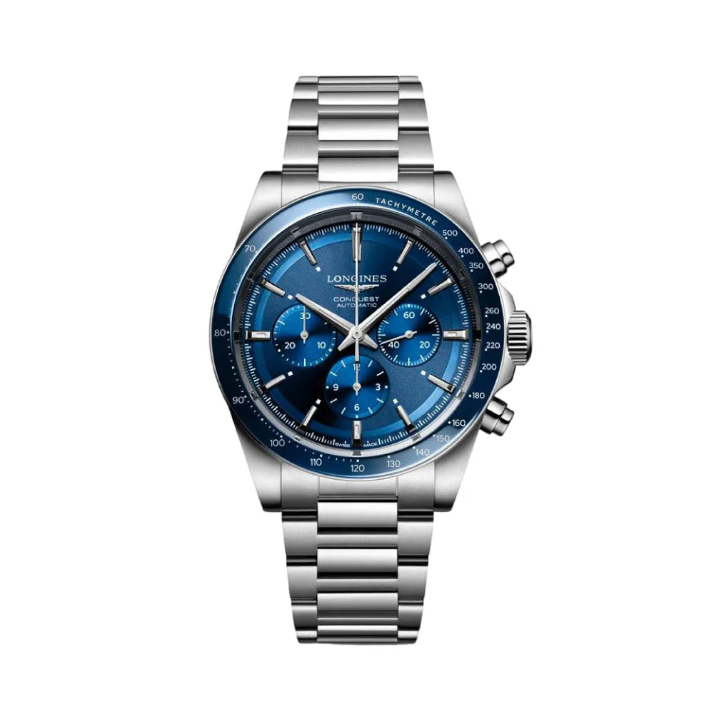 LONGINES 콘퀘스트 크로노그래프 오토메틱 42 블루 다이얼