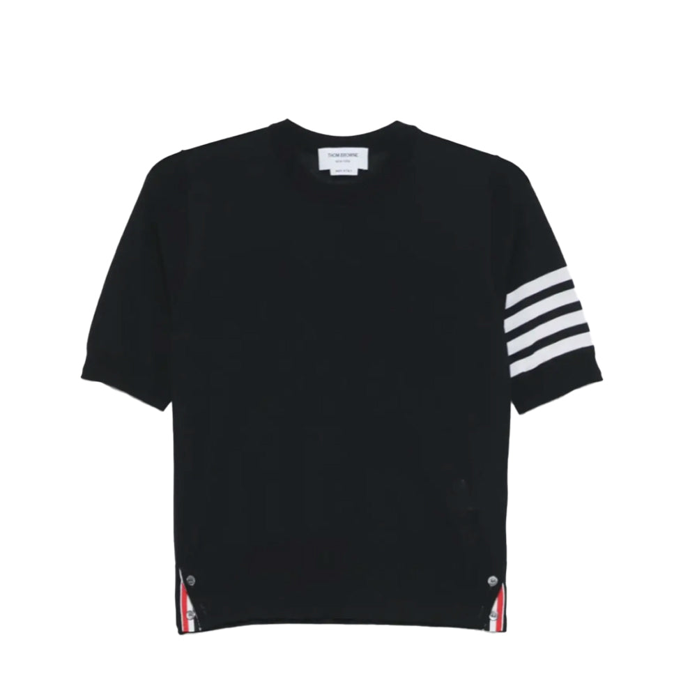 Thom Browne 톰브라운 스티치 사선 완장 라운드 반팔 니트 네이비 *국내배송*