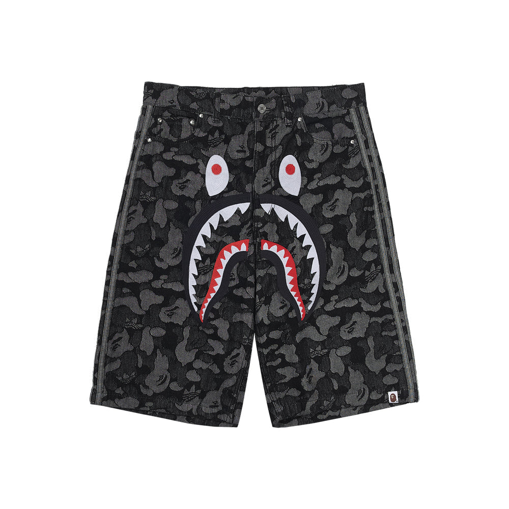 Adidas x BAPE 아디다스 x 베이프 샤크 데님 쇼츠 블랙