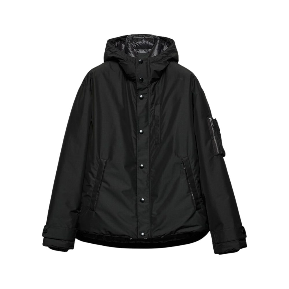 프라다 테크니컬 패브릭 다운 후드 자켓 블랙