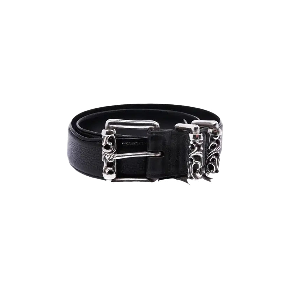 Chrome Hearts 크롬하츠 블랙 가죽 롤러 벨트