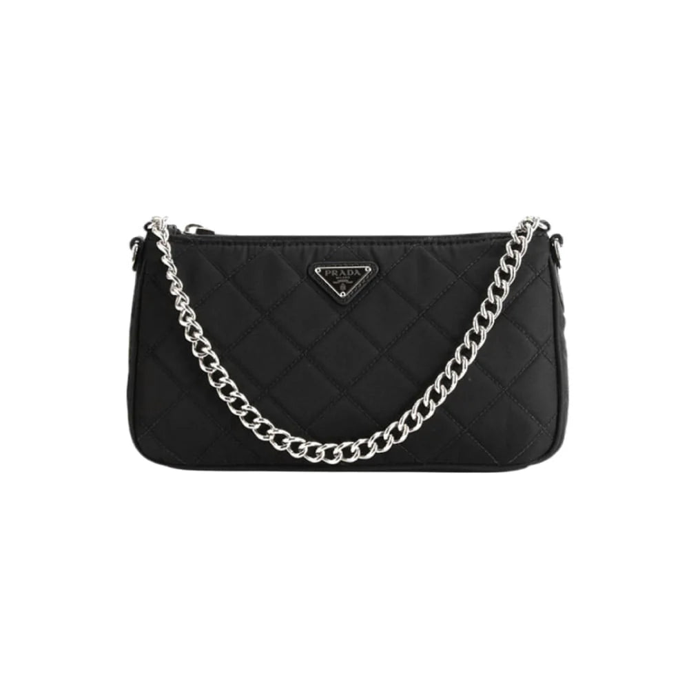 PRADA 나일론 퀼티드 체인 숄더백 블랙