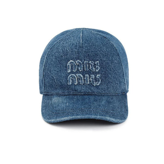 MIUMIU 로고 아플리케 디스트레스 데님 볼캡 *국내배송* (당일배송)