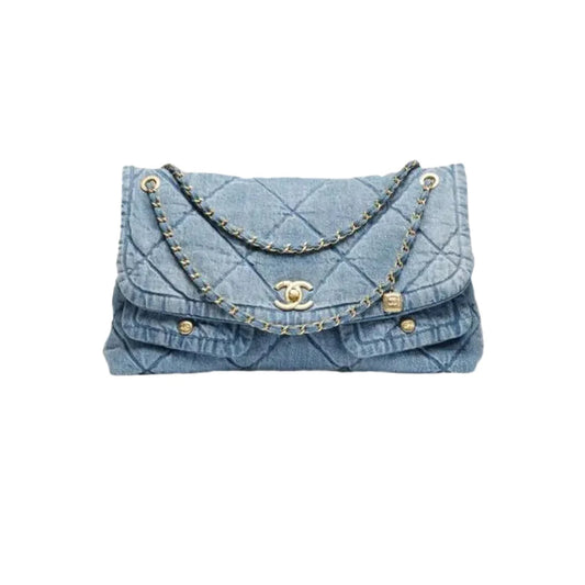 CHANEL 투포켓 맥시 데님 플랩백