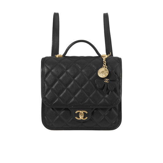 CHANEL 스몰 백팩 그레인드 카프스킨& 골드 메탈 블랙