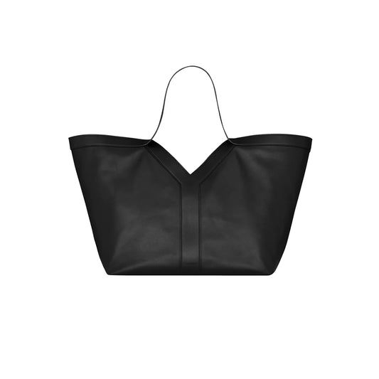 SAINT LAURENT 토트Y 그레인드 레더 블랙