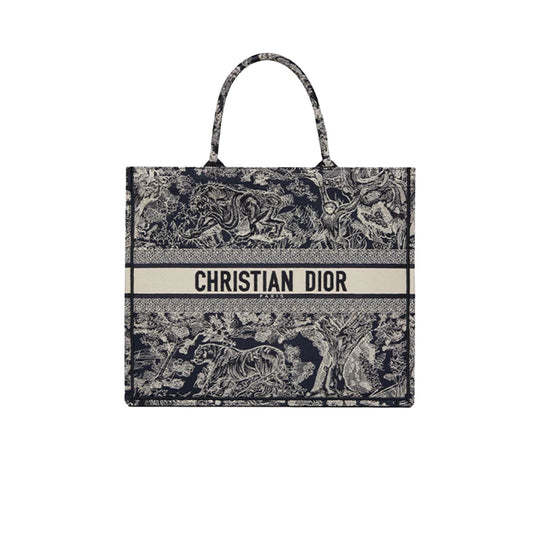 DIOR 북 토트백 블루 에크루 리버스(미디움,라지)