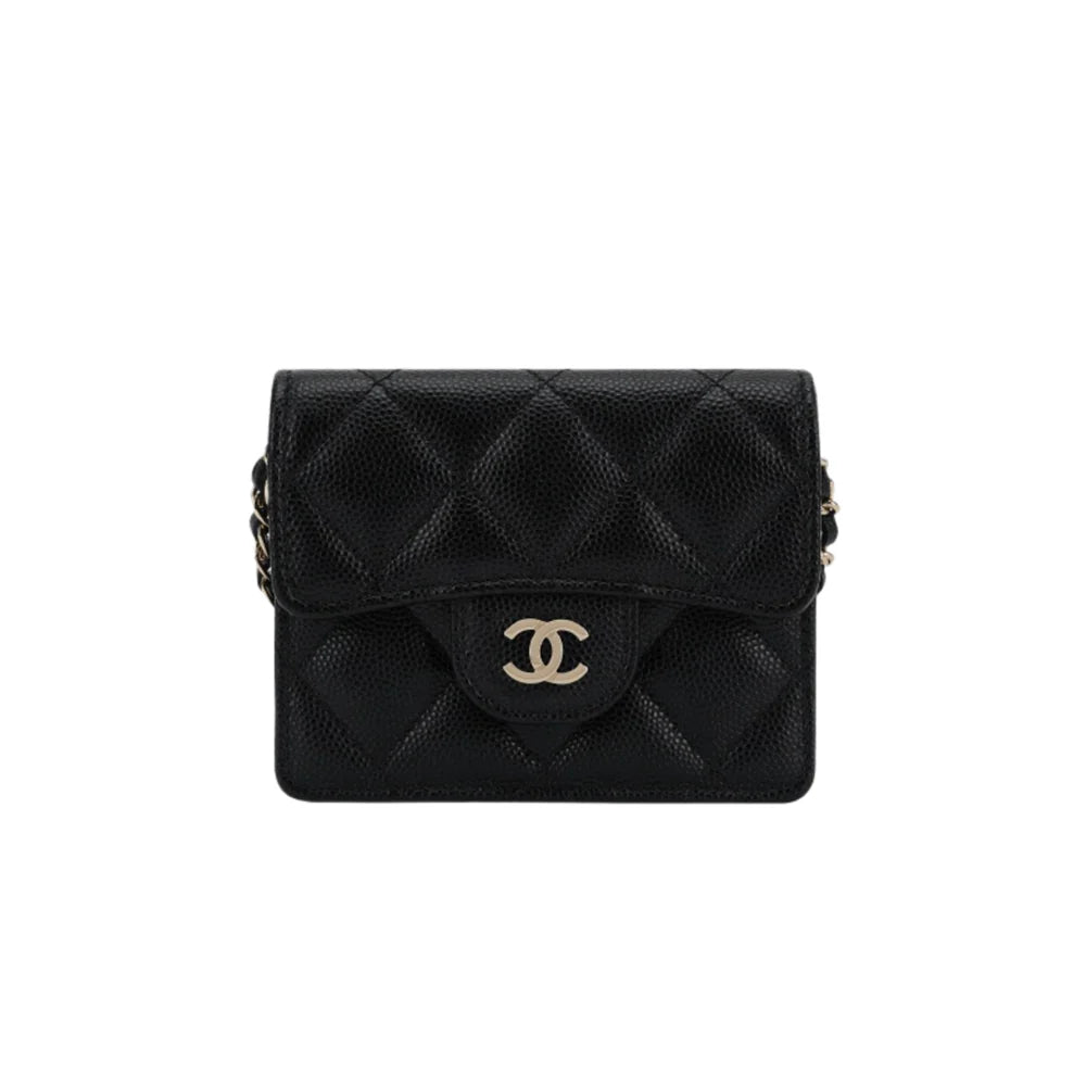 CHANEL 클래식 플랩 체인 카드 홀더 그레인드