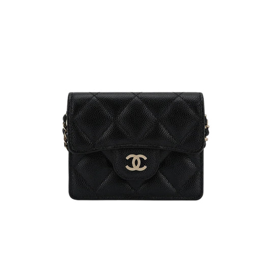 CHANEL 클래식 플랩 체인 카드 홀더 그레인드
