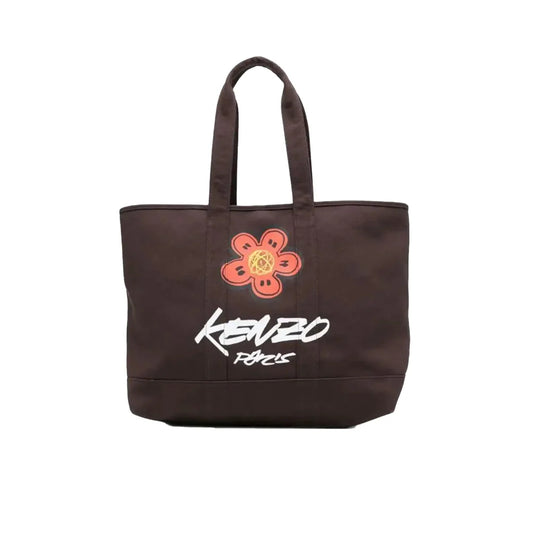 KENZO 라지 플라워 프린트 토트백 초콜릿브라운