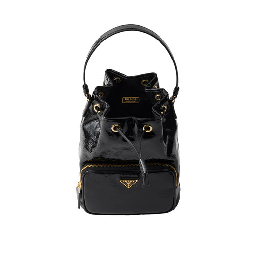 PRADA 듀엣 나플락 페이턴트 가죽 버킷백