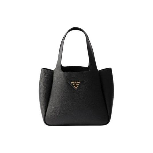 PRADA 스몰 레더 토트백 블랙