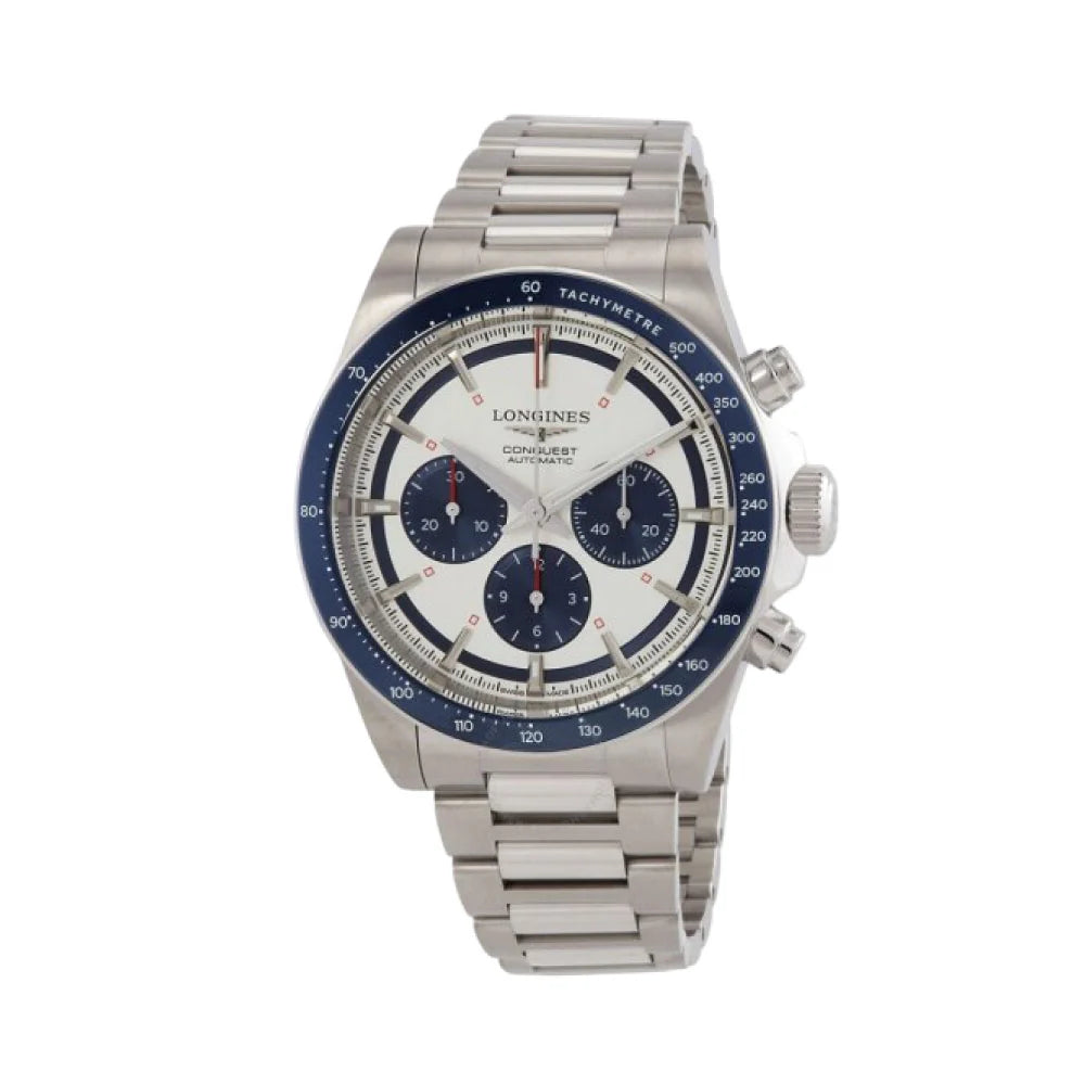 LONGINES 콘퀘스트 크로노그래프 오토메틱 42 실버 다이얼