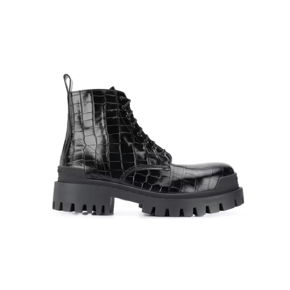 BALENCIAGA 스트라이크 크록이펙트 레더 부츠