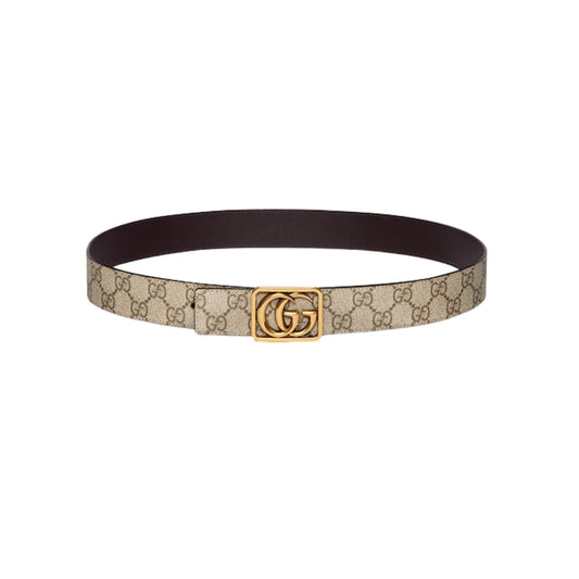 Gucci 구찌 리버시블 GG 마몽 벨트 베이지 다크 브라운