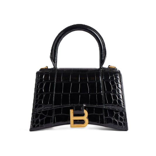 Balenciaga 발렌시아가 블랙 아워글래스XS 금장로고 탑핸들 토트백 겸 숄더백