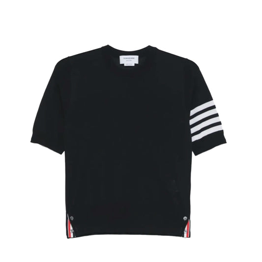 Thom Browne 톰브라운 스티치 사선 완장 라운드 반팔 니트 네이비 *국내배송*