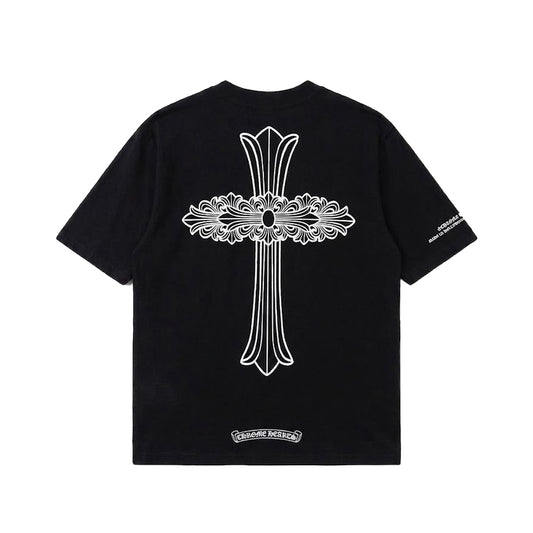 Chrome Hearts 크롬하츠 플로랄 크로스 로고 포켓 반팔 티셔츠 블랙/화이트 *국내배송*