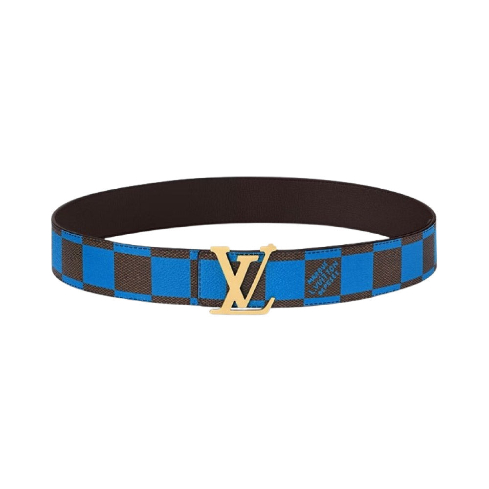Louis Vuitton 루이비통 LV 이니셜 40mm 리버시블 벨트 다미에 팝 블루