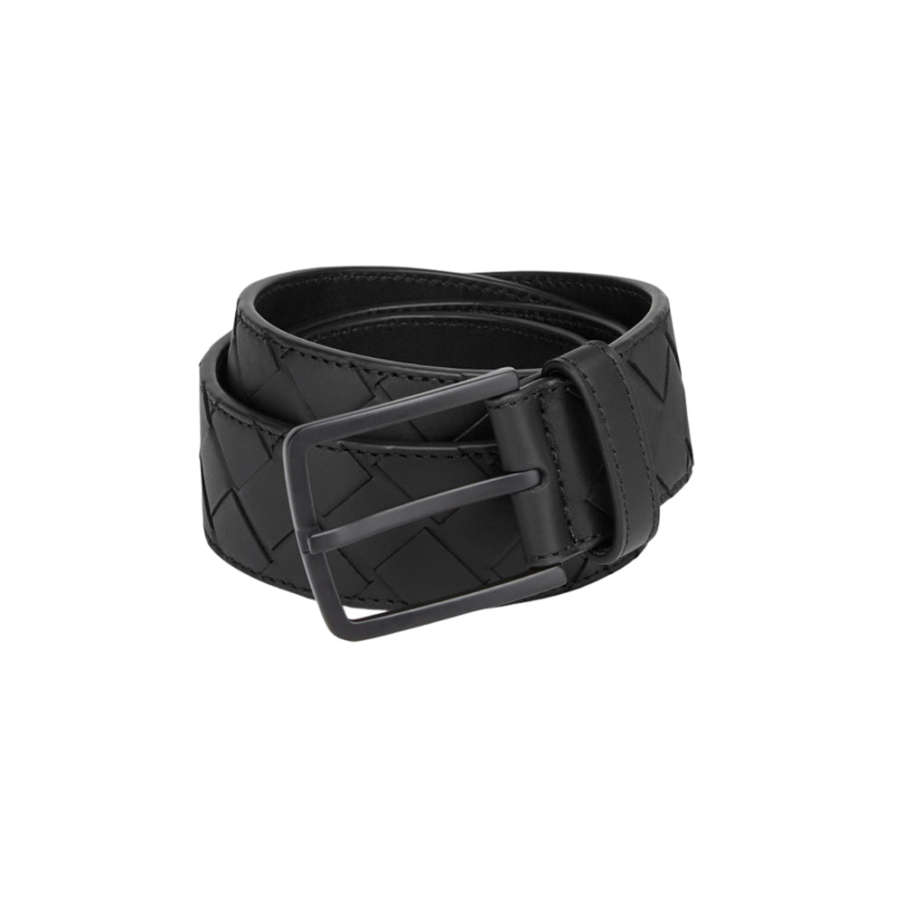 Bottega Veneta 보테가 베네타 인트레치아토 카프스킨 벨트 블랙