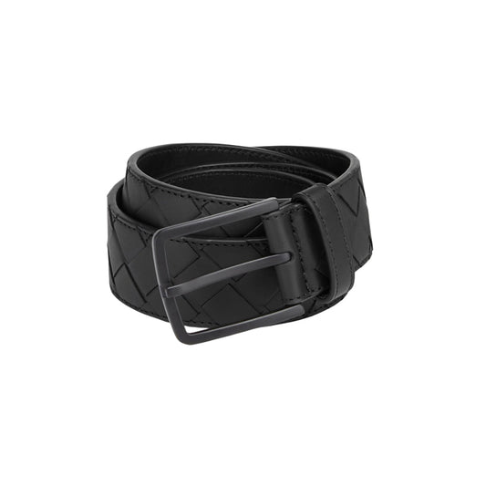 Bottega Veneta 보테가 베네타 인트레치아토 카프스킨 벨트 블랙