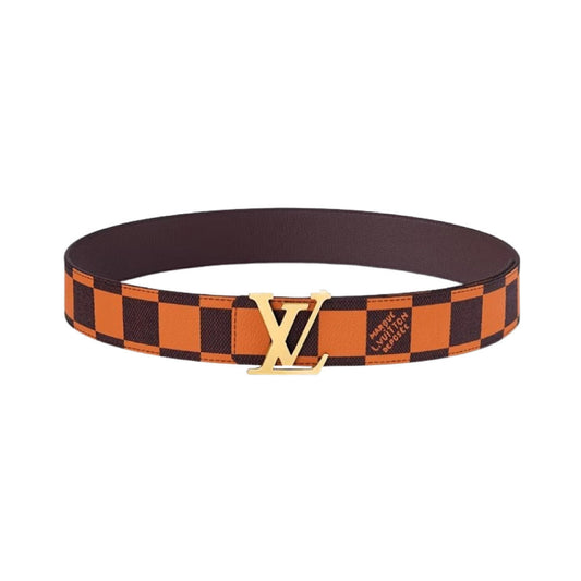 Louis Vuitton 루이비통 LV 이니셜 40mm 리버시블 벨트 다미에 팝 오렌지