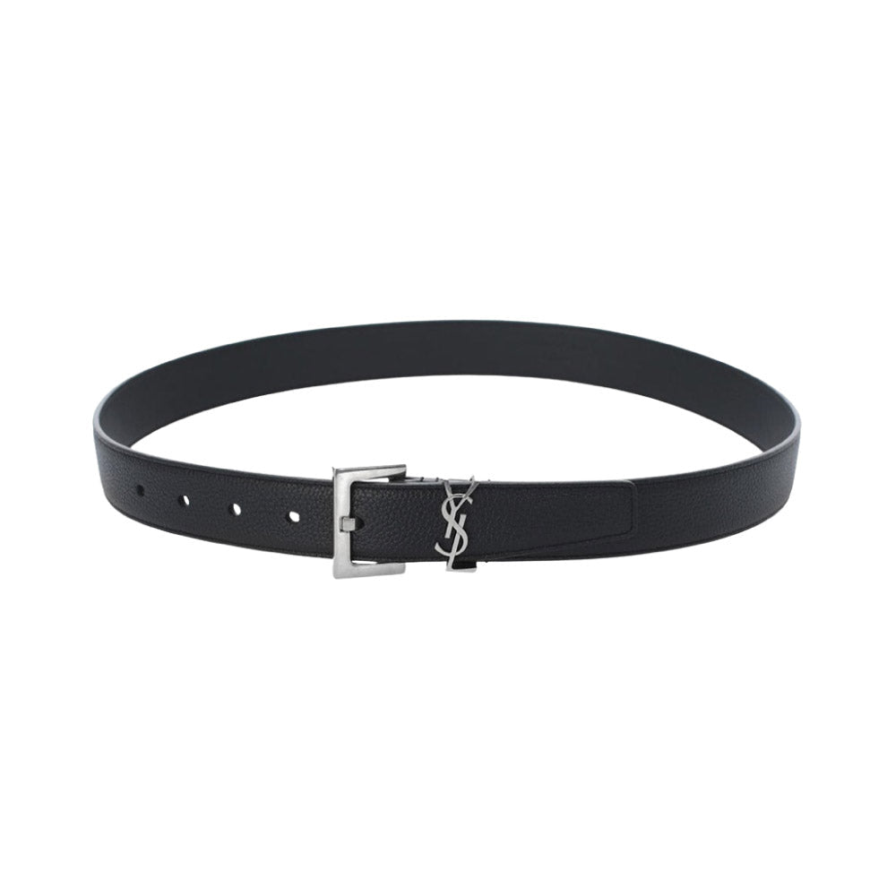 Saint Laurent 생로랑 카산드라 그레인 가죽 벨트 실버