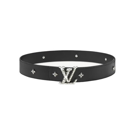LOUIS VUITTON 루이비통 LV 디멘션 드리프트 플라워 스터드 40mm 리버서블 벨트 블랙