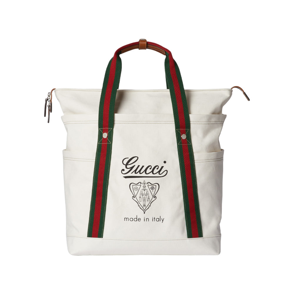 Gucci 구찌 미디움 프린티드 캔버스 백 웹 오프 화이트