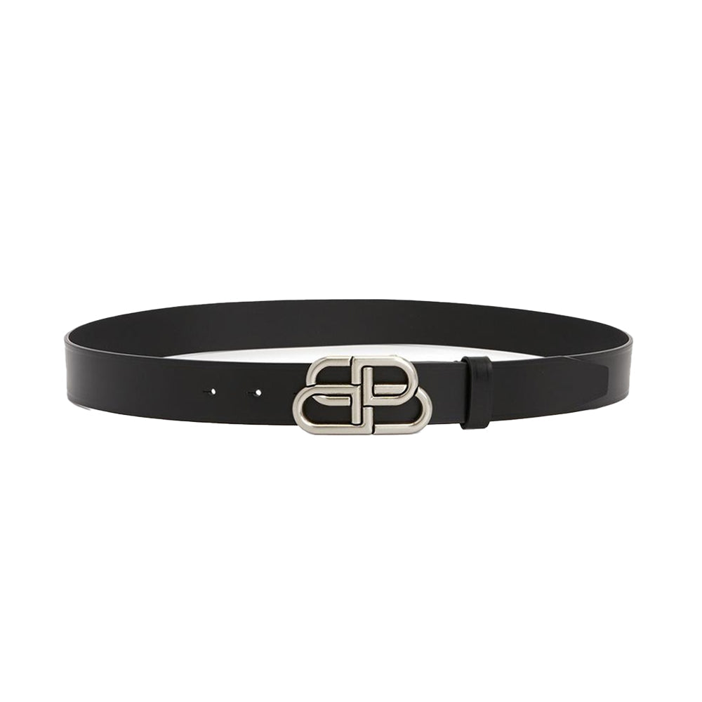 Balenciaga 발렌시아가 BB 라지 베지터블 레더 벨트 블랙 실버