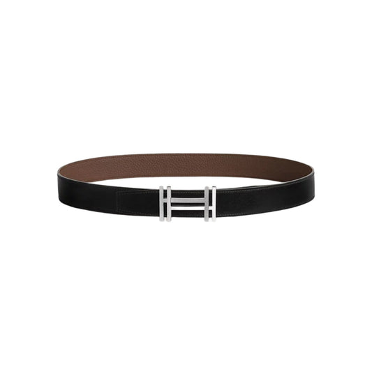 hermes 에르메스 H 오 까레 벨트 버클 & 리버시블 가죽 스트랩 32mm & 실버 누아 쇼꼴라