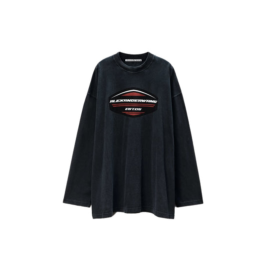 alexanderwang 알렉산더왕 오버사이즈 저지 긴소매 쉴드 그래픽 티셔츠 *국내배송*